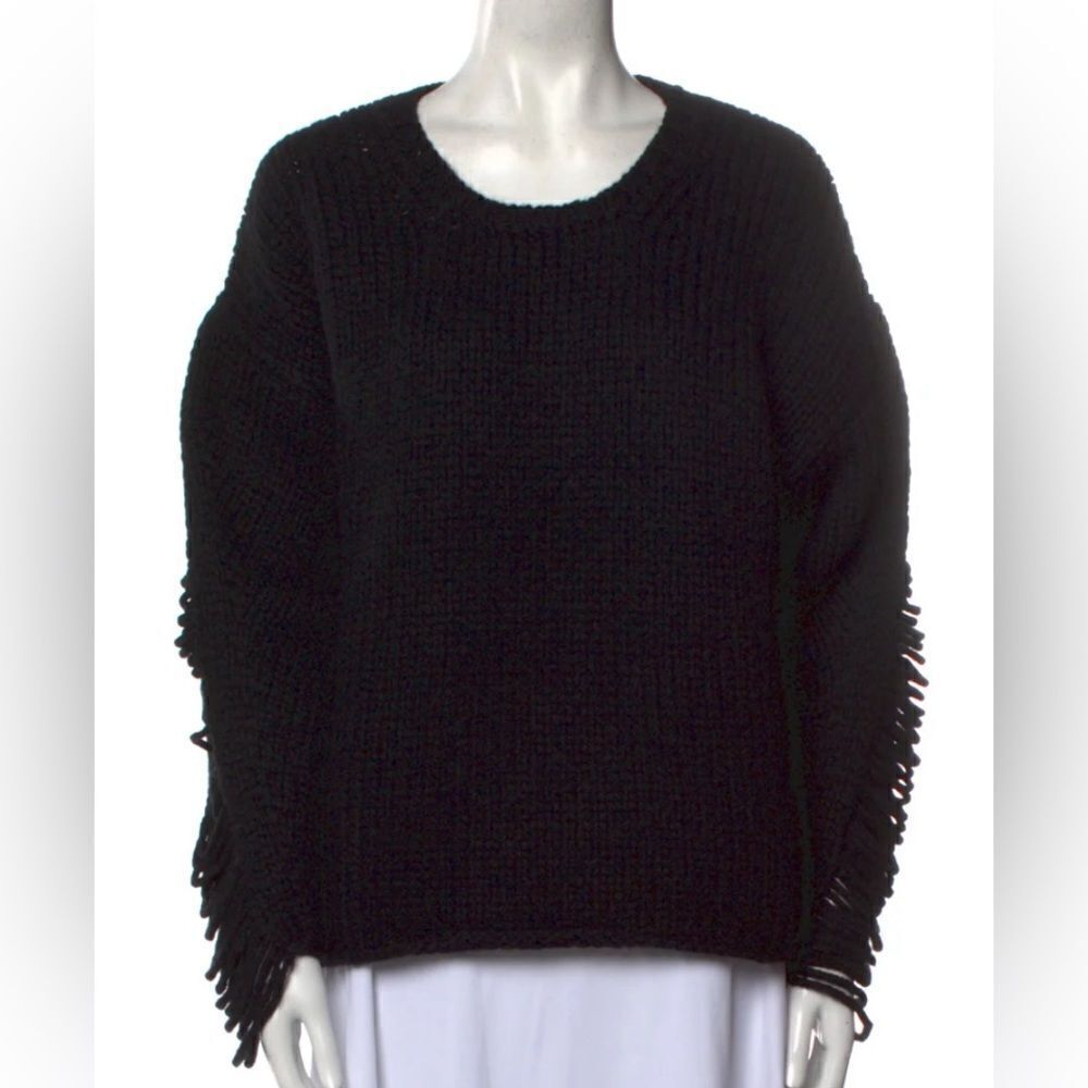 IRO black chunky knit ladder/shredded sleeve wool/alpaca/polyamide blend sweater